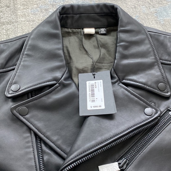 Brand NWT - Ted Baker Carve - Black Leather Biker Jacket - Size 4 (USA size L) - Picture 10 of 15